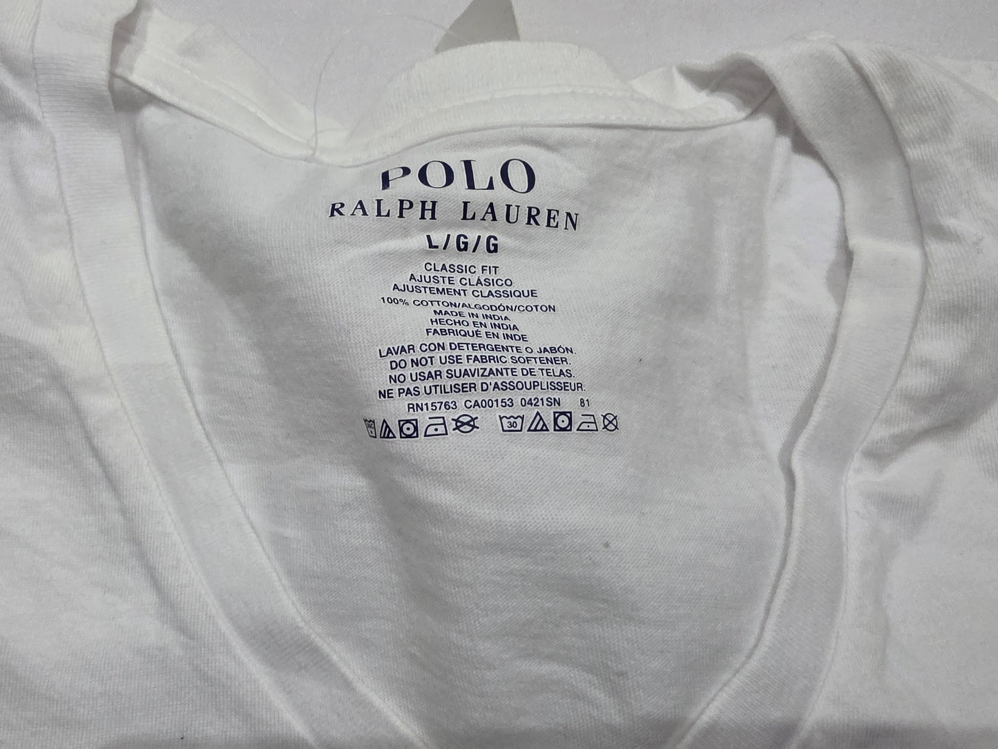 Playera Ralph Lauren Grande L Classic Fit Balnca