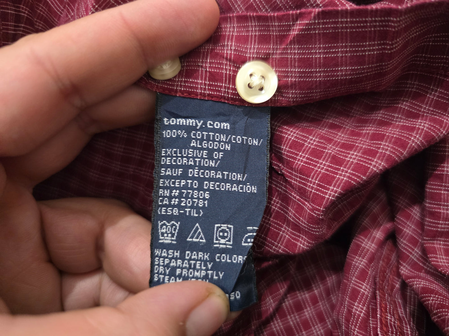 Camisa Manga Corta Tommy Hilfiger Xgrande Xl Rojo Cuadro