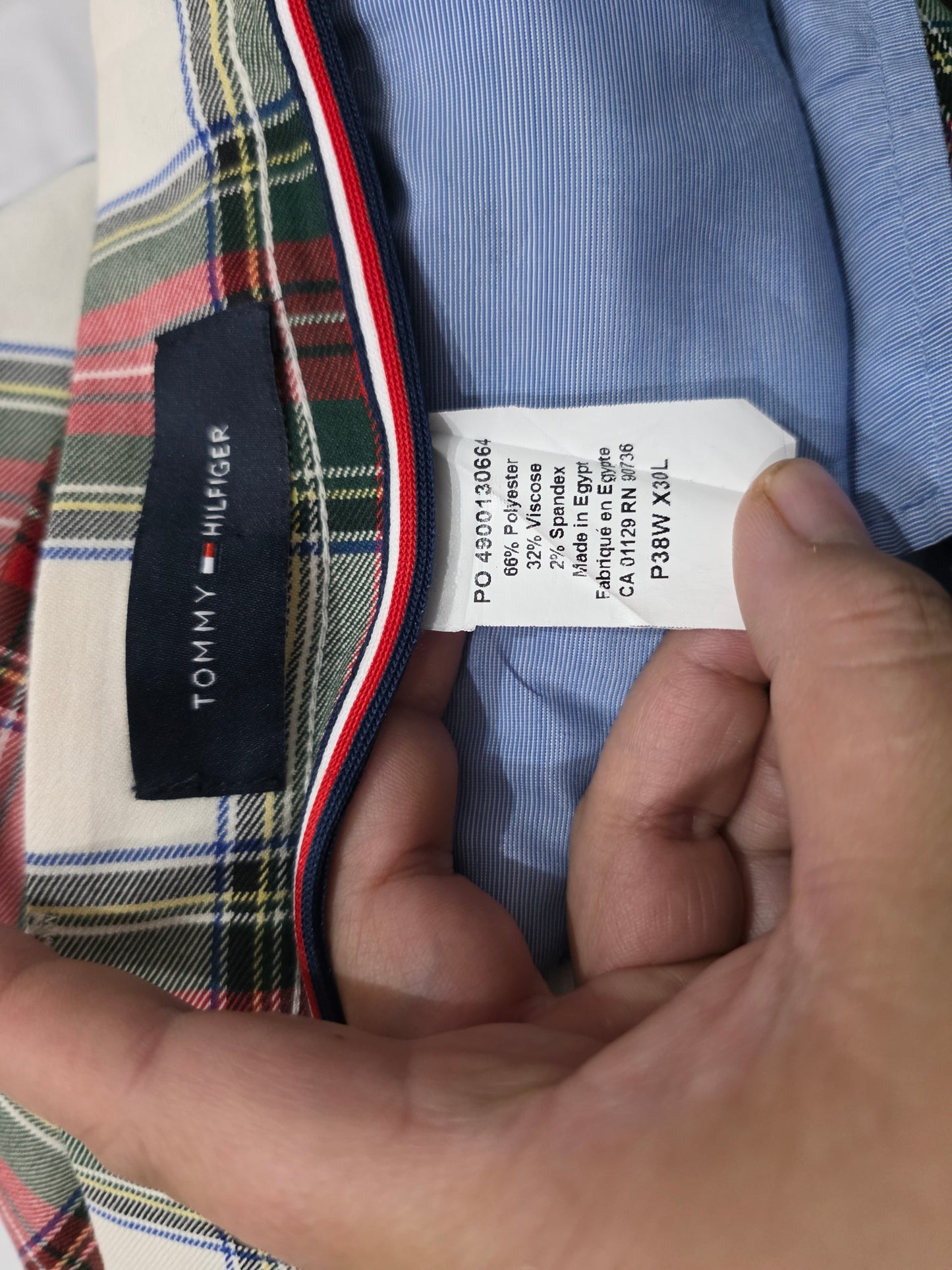 Pantalon Tommy Hilfiger 38x30 Recto Cuadro Vino