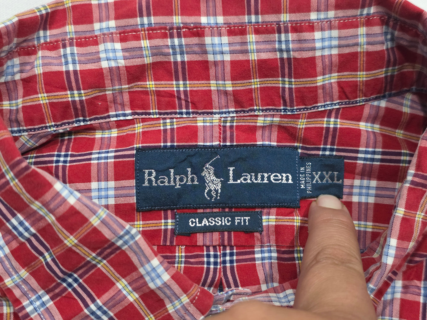 Camisa Ralph Lauren 2xl Classic Fit Cuadro Rojo Pony Azul