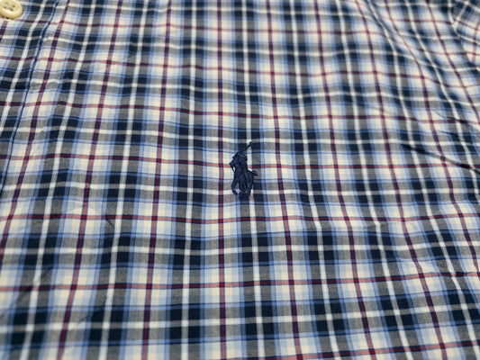 Camisa Ralph Lauren 2xl Classic Fit Cuadro Azul Pony Azul