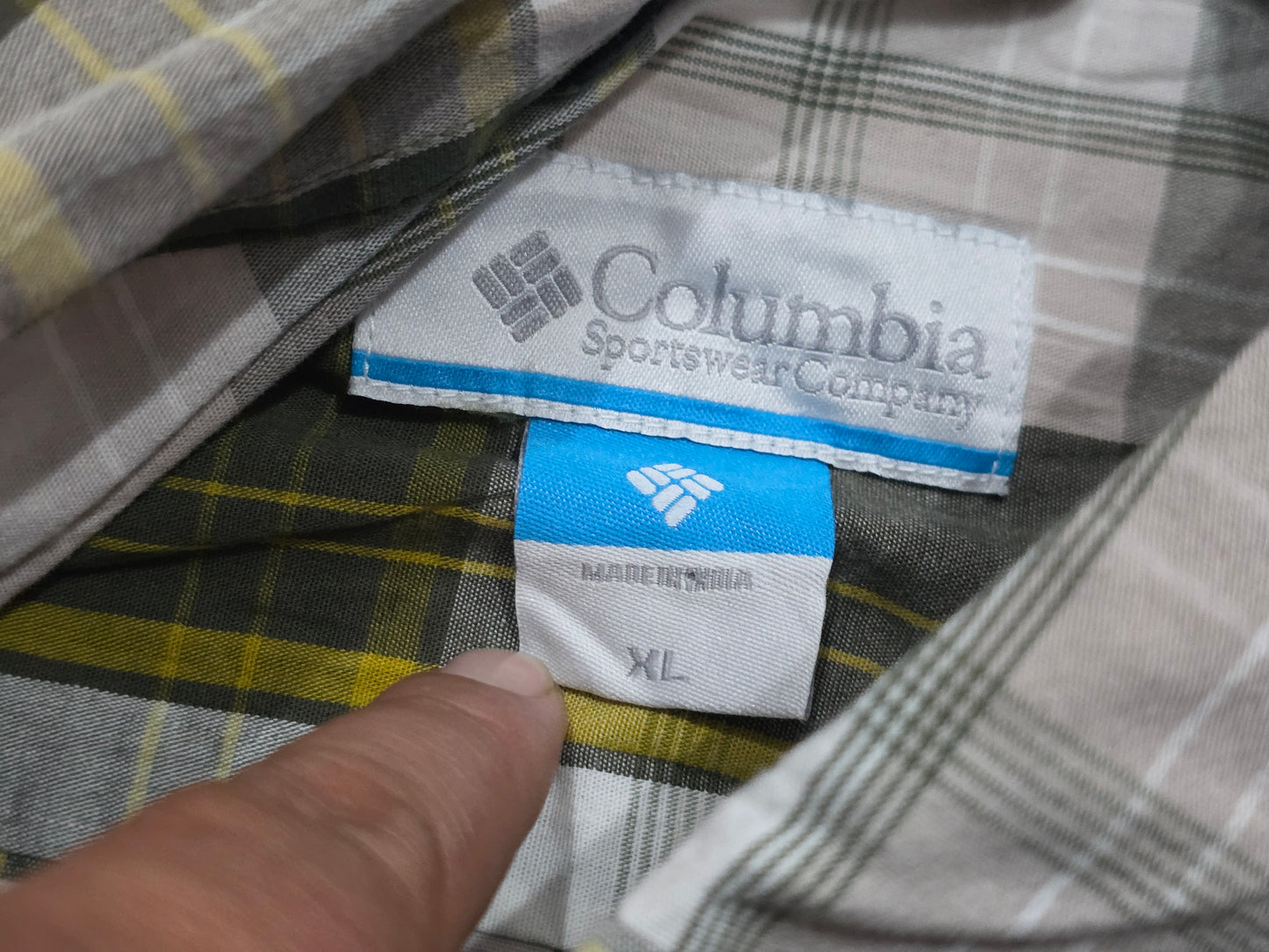 Camisa Columbia Xgrande Xl Cuadro Verde Y Gris