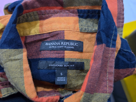 Camisa Banana Republic Chicos Untuckedslimfit Cuadro Naranja