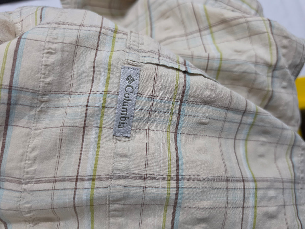 Camisa Manga Corta Columbia Xgrande Xl Cafe Cuadro