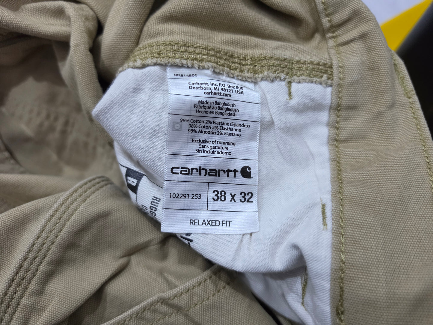 Pantalon Carhartt 38x32 Relaxed Fit Cafe