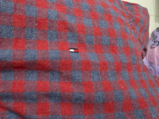 Camisa Tommy Hilfiger Mediana M Custom Fit Cuadro Vino
