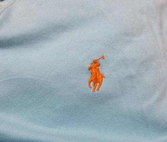 Playera Polo Ralph Lauren Chico S Custom Fit Azul Claro