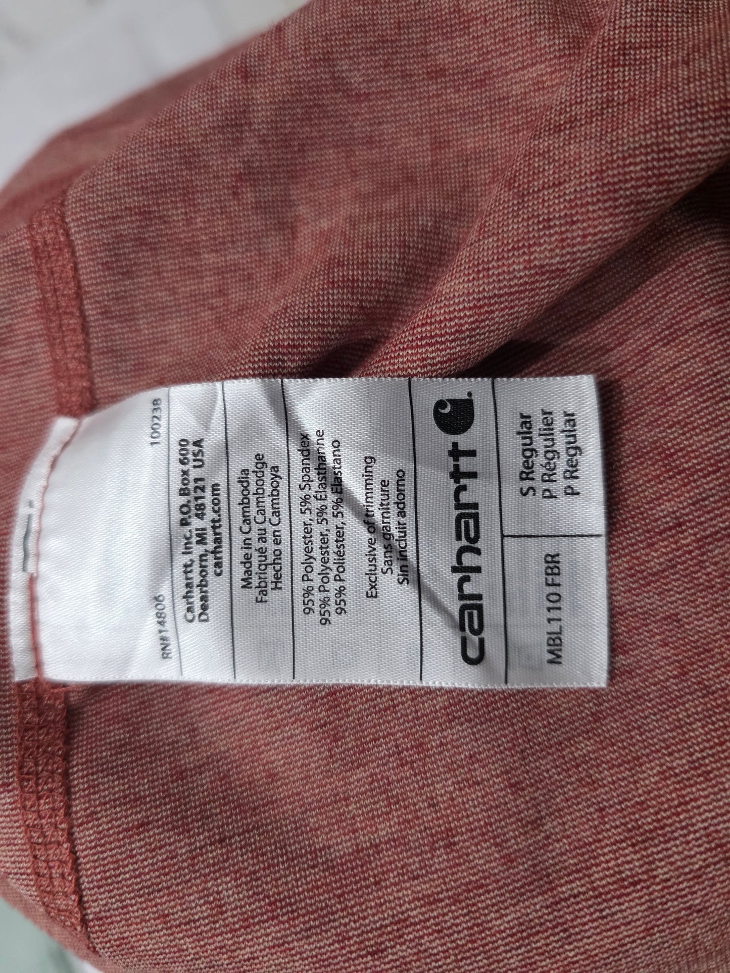 Playera Manga Larga Carhartt Force Chico S Vino