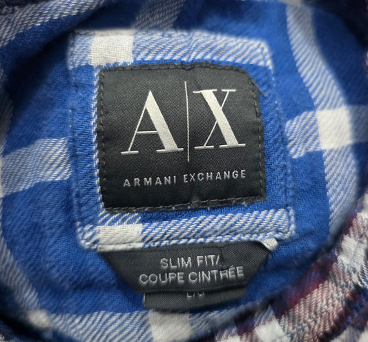Camisa Armani Exchange Grande Slimfit Cuadro Azul Morado