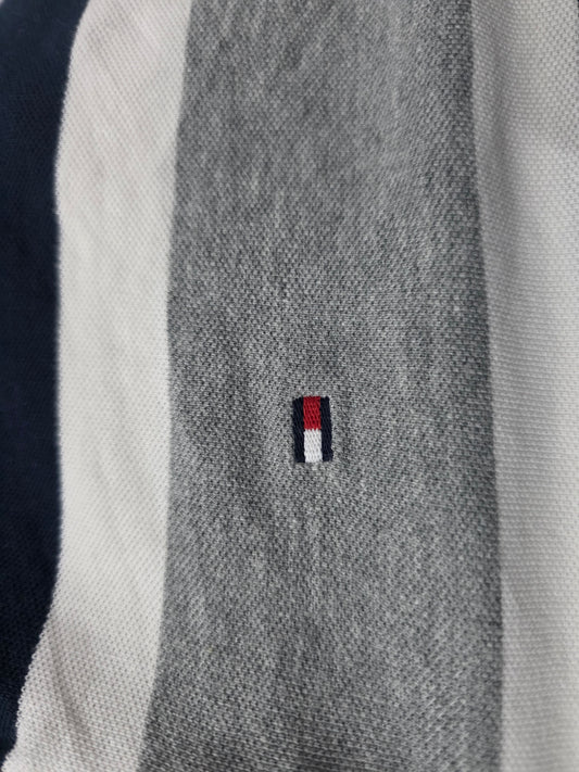 Playera Polo Tommy Hilfiger Xgrande Classic Fit Gris Lineas