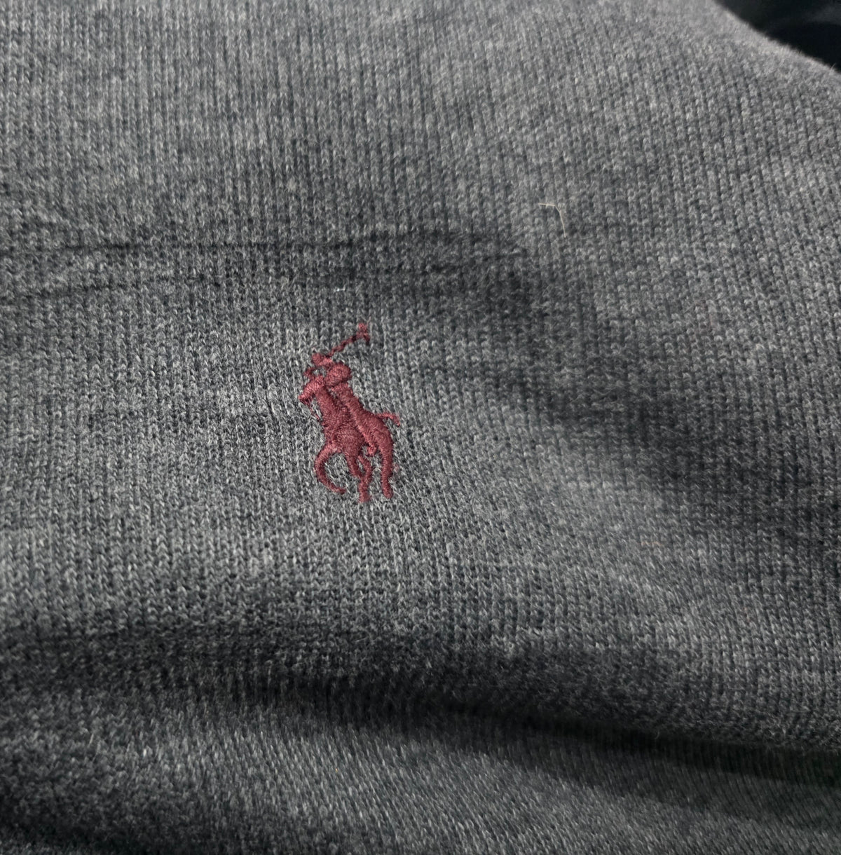 Sueter Ralph Lauren Xgrande XL Gris Pony Vino Medio Cierre