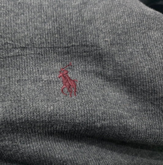 Sueter Ralph Lauren Xgrande XL Gris Pony Vino Medio Cierre