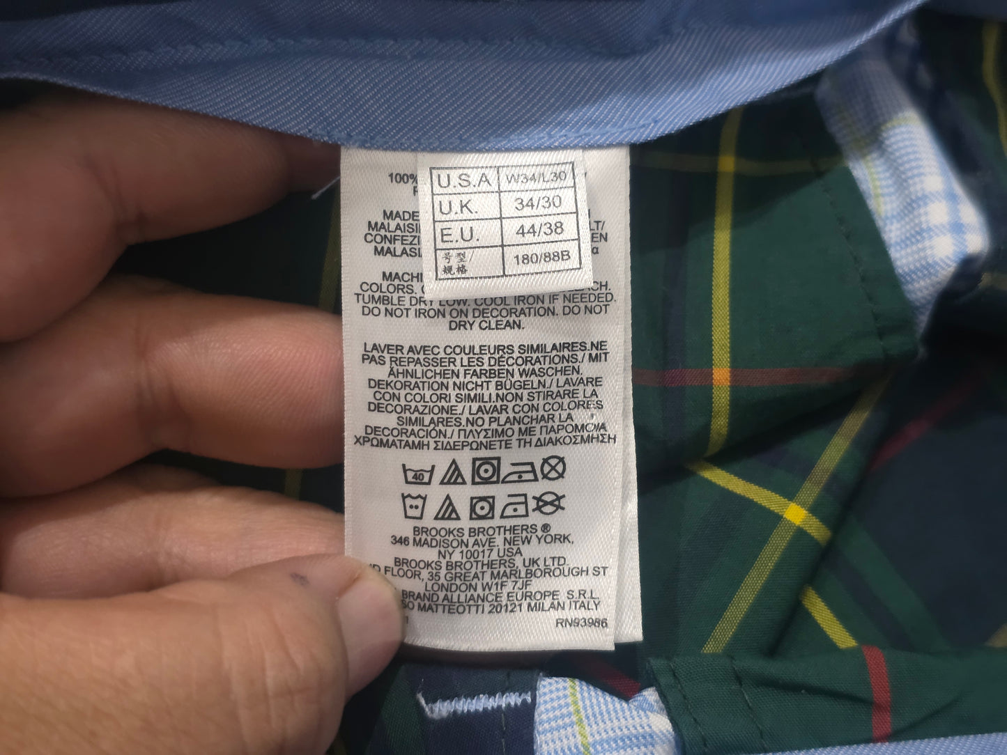 Pantalon Vestir Ralph Lauren 34x30 Cuadro Azul Claro (Usado)