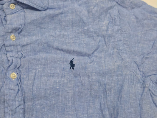 Camisa Manga Corta Ralph Lauren Xgrande Azul Lino (Usado)