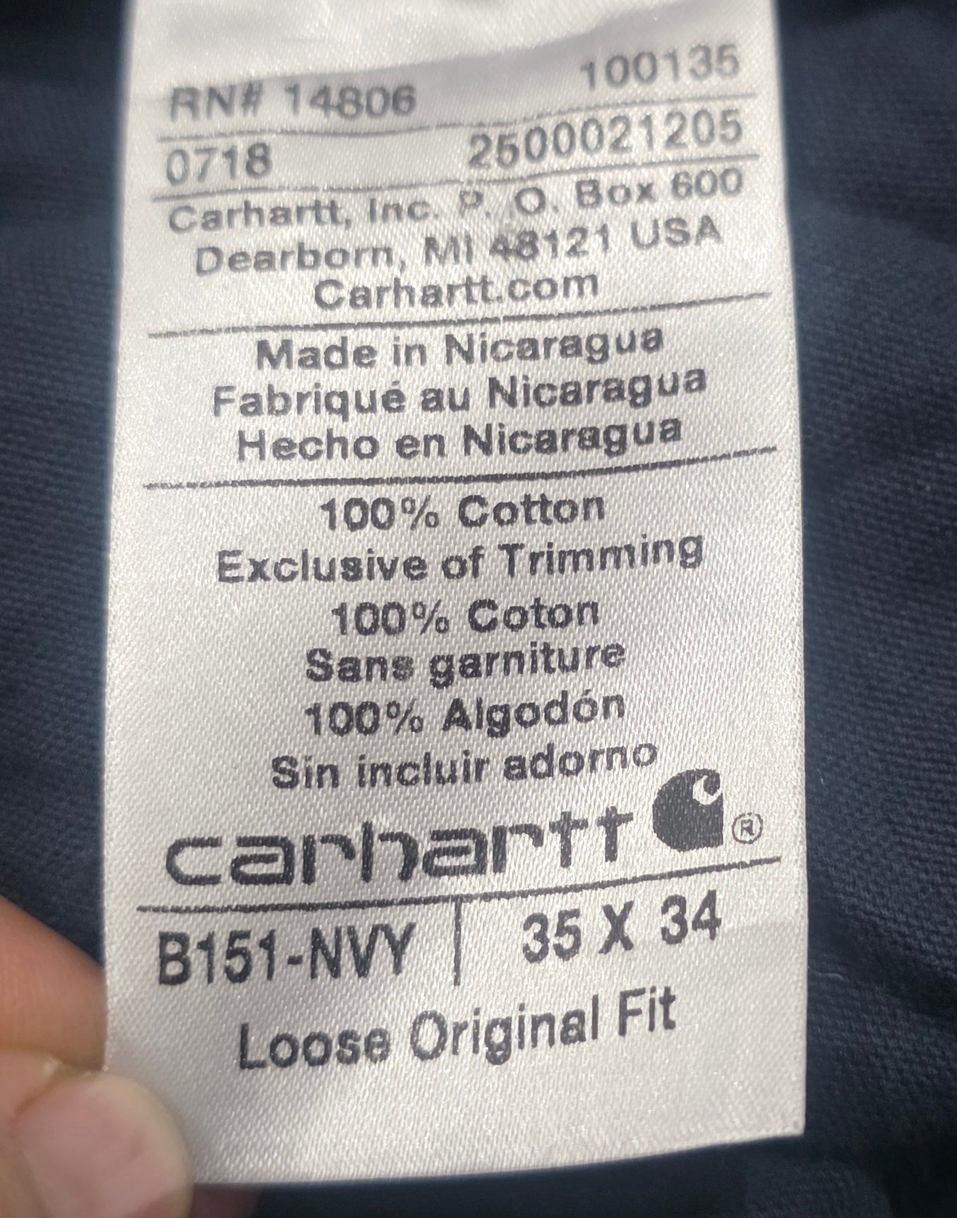 Pantalon Loose Original Fit Carhartt 35x34 Azul (Usado)