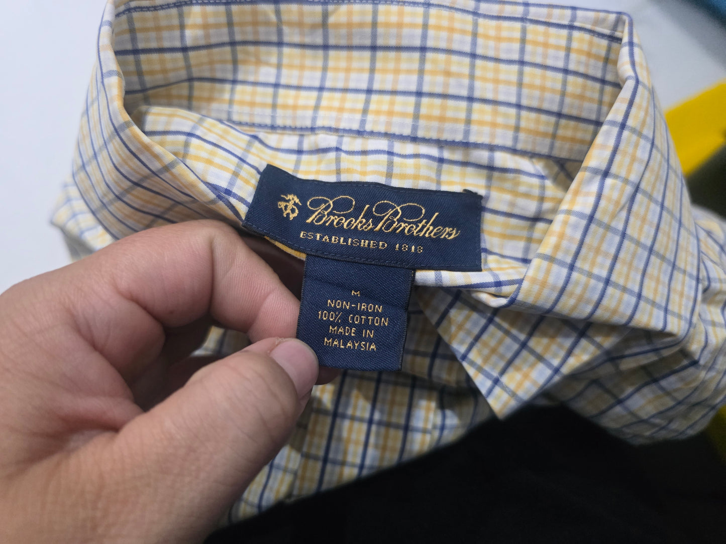 Camisa Brooks Brothers Mediana M Cuadro Amarillo Y Blanco (Usado)