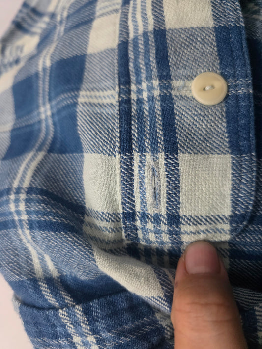Camisa Ralph Lauren Grande L Relaxed Fit Azul Franela (Usado)