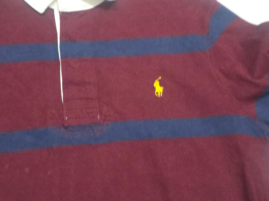 Playera Polo Ralph Lauren Grande L Vino Pony Amarillo Manga (Usado)