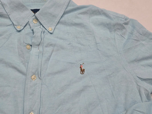 Camisa Ralph Lauren Knit Oxford Xl Azul Claro Pony Colores (Usado)