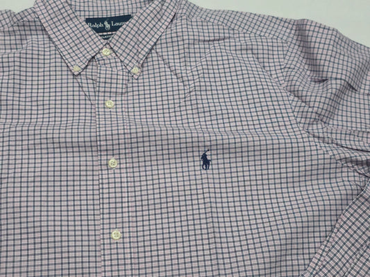 Camisa Ralph Lauren 2xl 18 36-37 Classic Fit Rosa Cuadro (Usado)