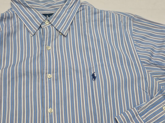 Camisa Ralph Lauren 2xl 18 36-37 Classic Fit Azul Y Blanco (Usado)