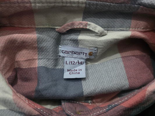 Camisa Carhartt Mujer Grande L 12-14 Cuadro Gris Coral (Usado)