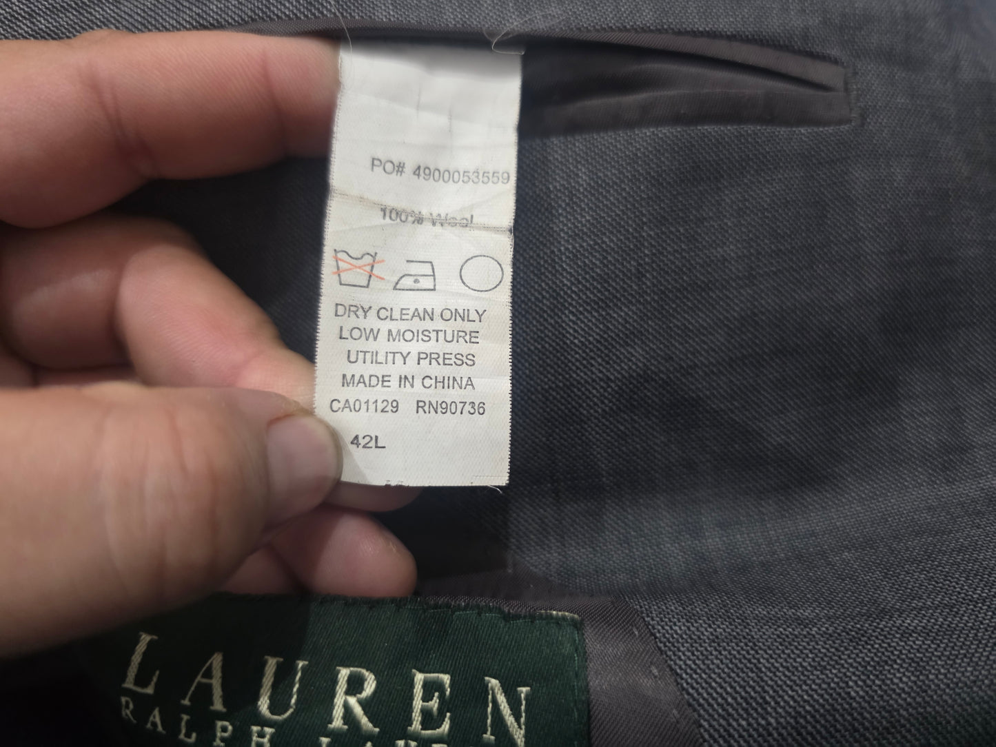 Saco Ralph Lauren 42l Gris Oscuro (Usado)
