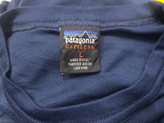 Playera Manga Larga Patagonia Capilene Grande L Azul (Usado)