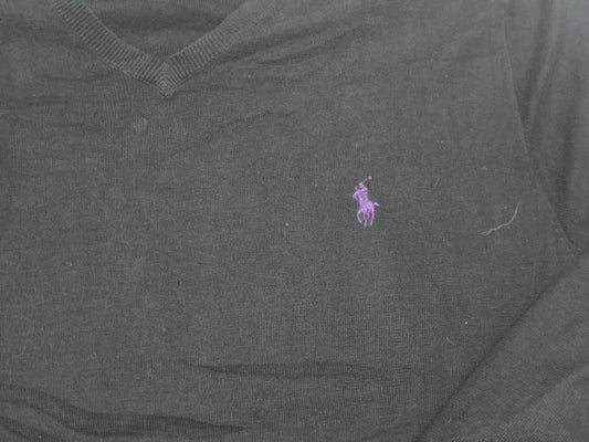 Sueter Ralph Lauren Grande L Negro Pony Morado (Usado)