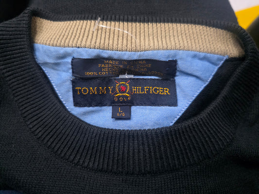 Sueter Tommy Hilfiger Golf Grande L Negro Cuello Redondo (Usado)