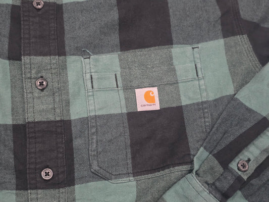 Camisa Carhartt Grande L Relaxed Fit Cuadro Verde Franela (Usado)