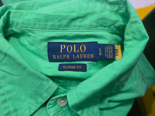 Camisa Ralph Lauren Grande L Verde Classic Fit Manga Corta (Usado)