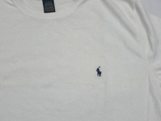 Playera Manga Larga Ralph Lauren Blanca Pony Azul (Usado)
