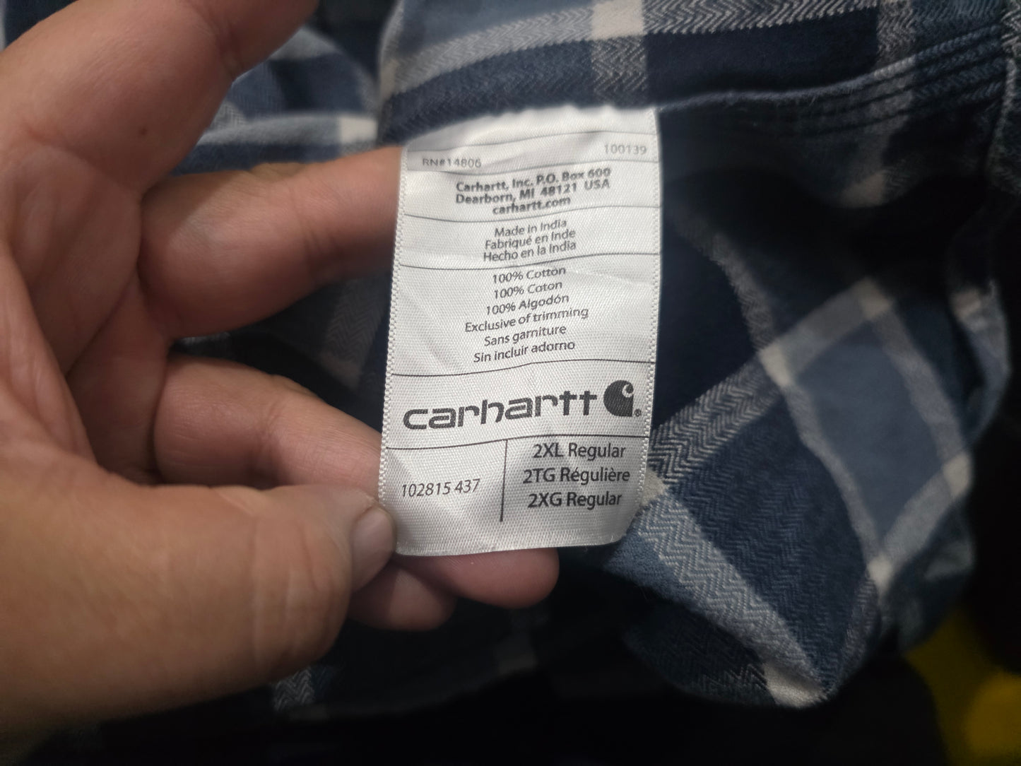 Camisa Carhartt 2xl Regular Cuadro Azul (Usado)