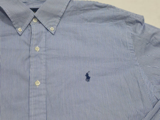 Camisa Ralph Lauren 2xl Azul Y Blanco Lineas Pony Azul (Usado)