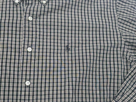 Camisa Ralph Lauren Mediana M Blake Cuadro Negro Cafe Amplio (Usado)