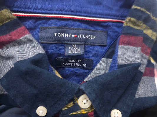 Camisa Tommy Hilfiger Xgrande Xl Slimfit Cuadro Azul Y Rojo (Usado)