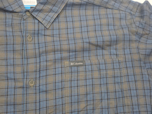 Camisa Columbia 2xl Tall Cuadro Azul Y Verde (Usado)