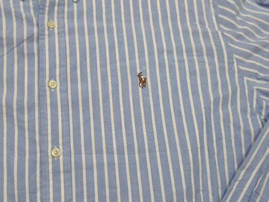 Camisa Ralph Lauren 2xl Azul Claro Lineas Blancas Pony Color (Usado)