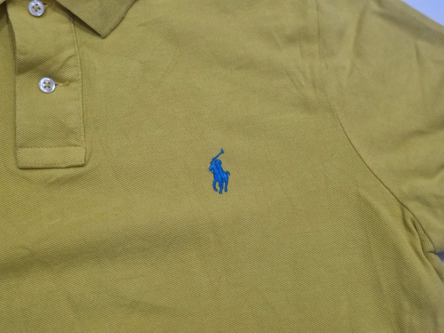 Playera Polo Ralph Lauren Grande Amarilla Pony Azul Custom S