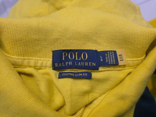 Playera Polo Ralph Lauren Grande Amarilla Pony Azul Custom S
