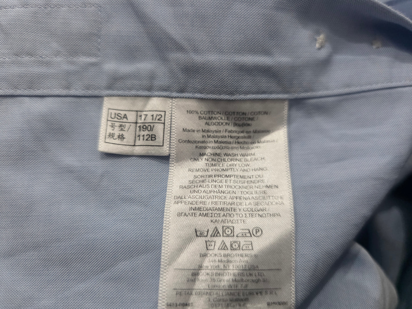 Camisa Regularfit Brooks Brothers Xgrande 17 1/2 Azul Claro