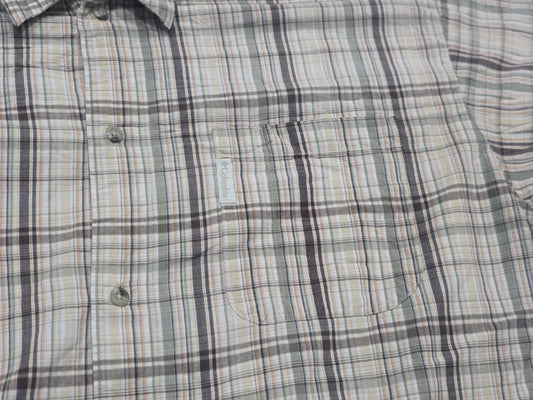 Camisa Manga Corta Columbia Xgrande Xl Cuadro Cafe Y Verde
