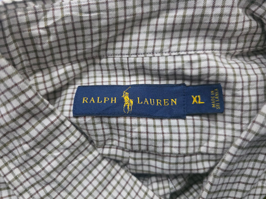 Camisa Ralph Lauren Xgrande Xl Cuadro Beige Pony Verde