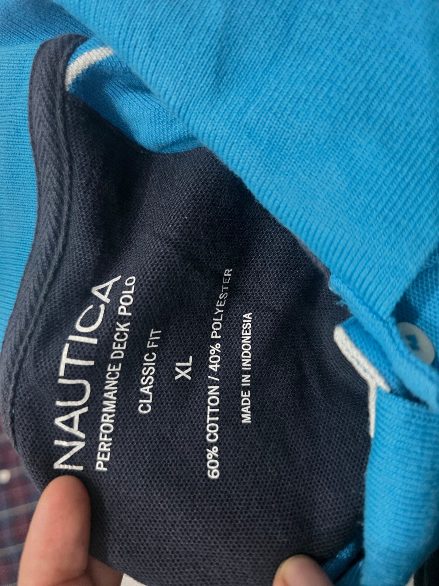 Playera Polo Nautica Xgrande Xl Azul Lineas