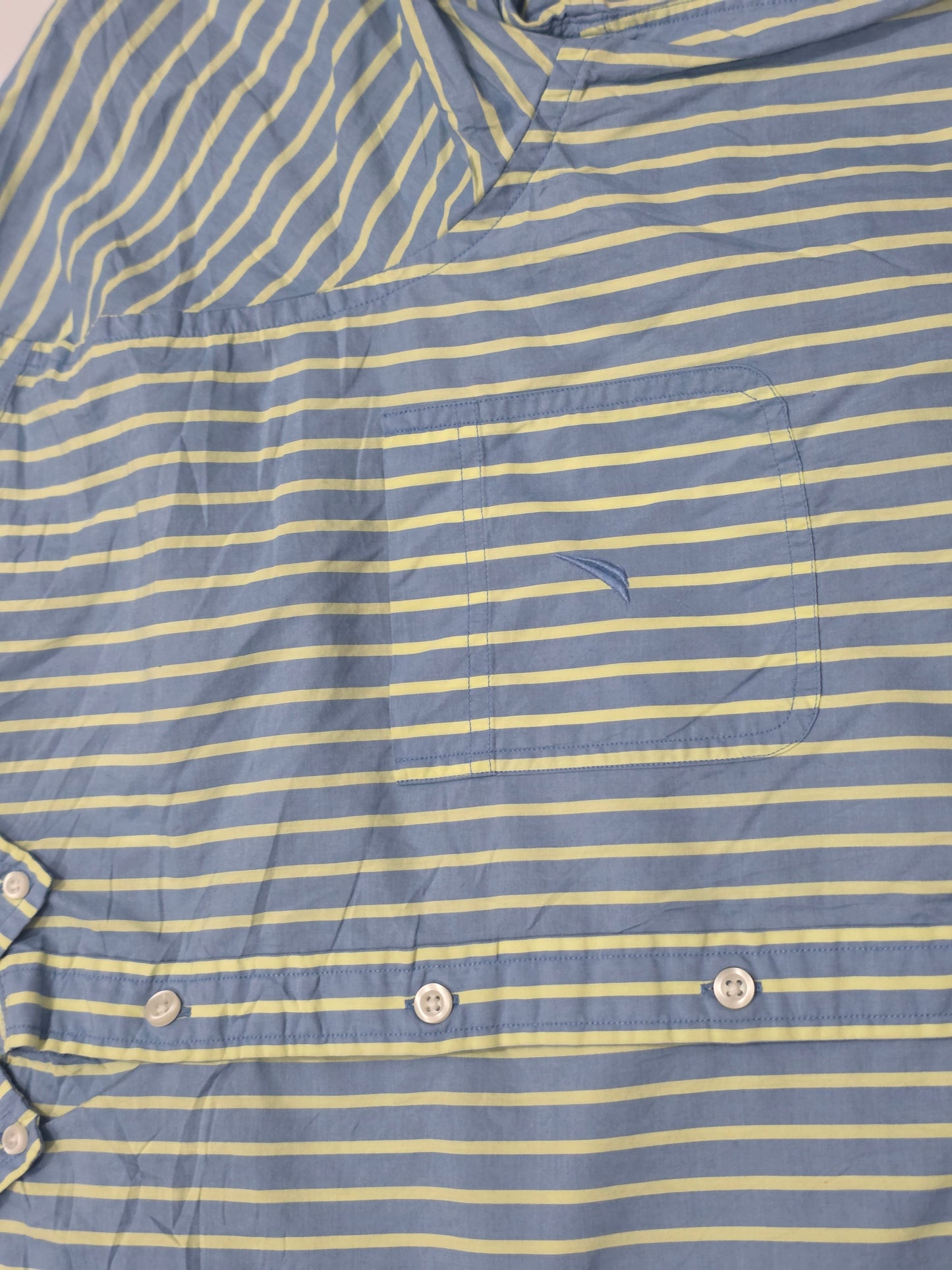 Camisa Manga Corta Nautica Xgrande Xl Azul Y Amarilo Lineas