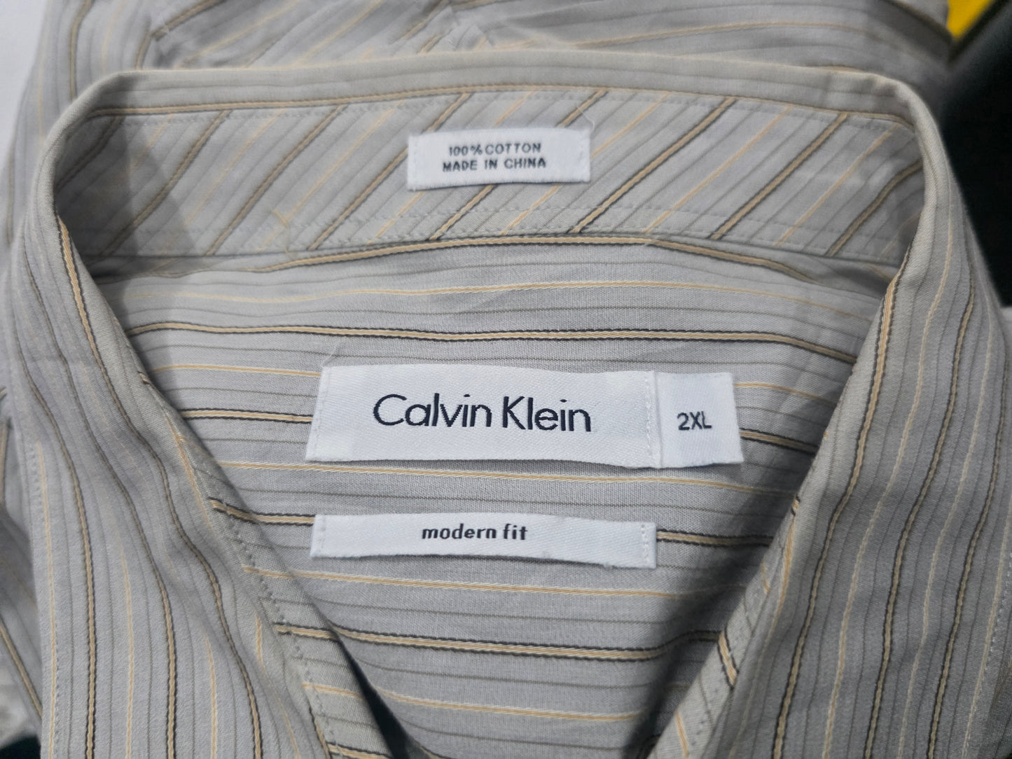 Camisa Modern Fit Calvin Klein 2xl Linea Gris
