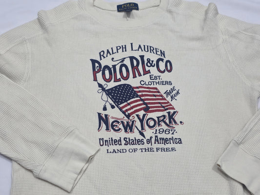 Playera Ralph Lauren Adolescentexl 18-20 Beige Manga Larga