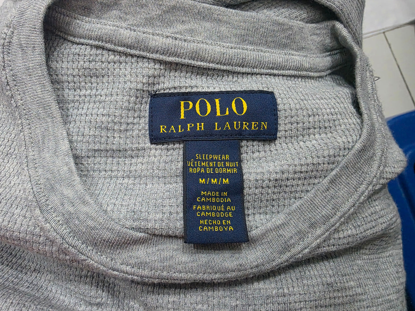 Playera Ralph Lauren Mediana M Gris Oso Manga Larga