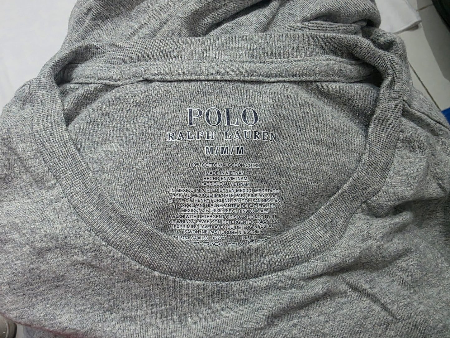 Playera Ralph Lauren Mediana M Gris Bear Manga Larga